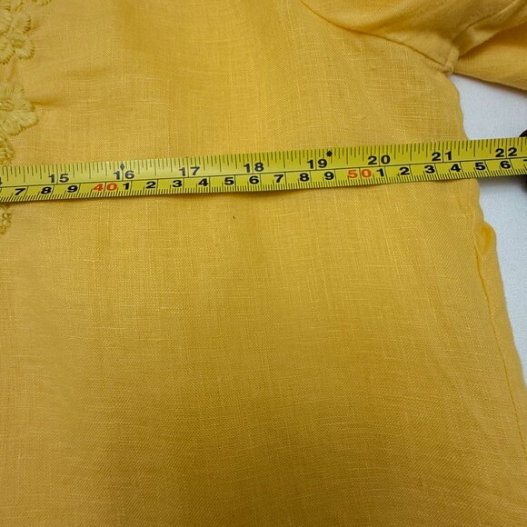 GUC Charter Club Women's Yellow Top Blouse w/ Front Keyhole Detail Size L - Picture 5 of 8